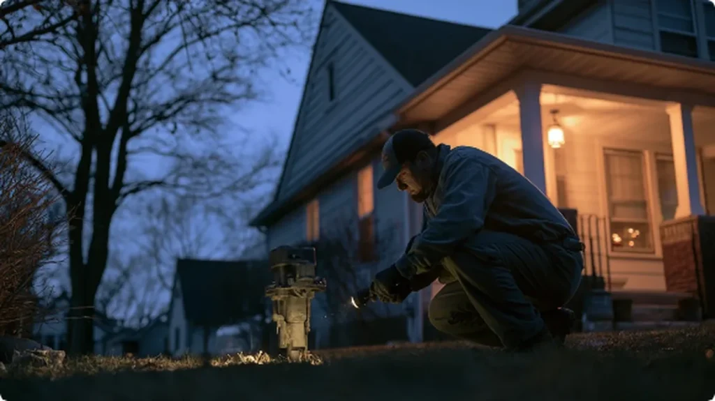 Emergency night well pump repair with flashlight