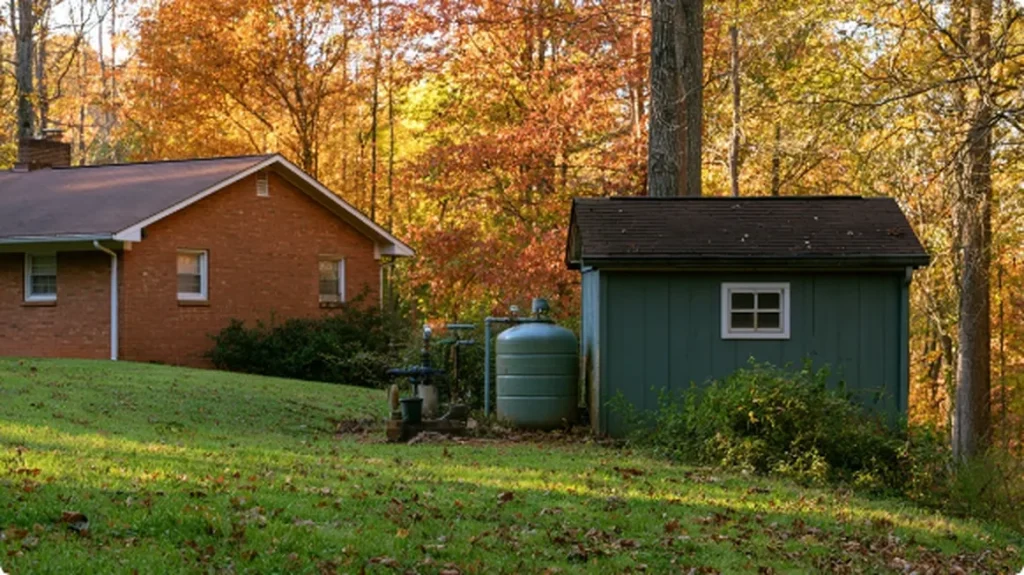 Well head behind a brick ranch home in Roanoke VA